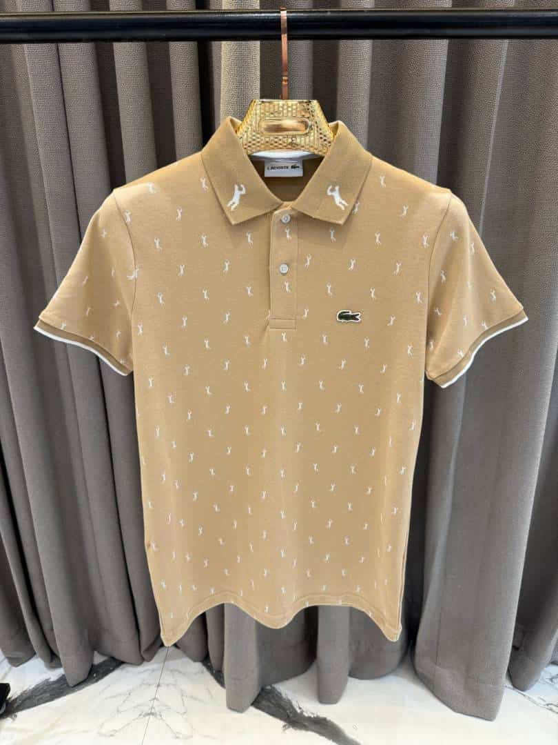 Lacost_e Chest Logo Polo T-shirt Coffee