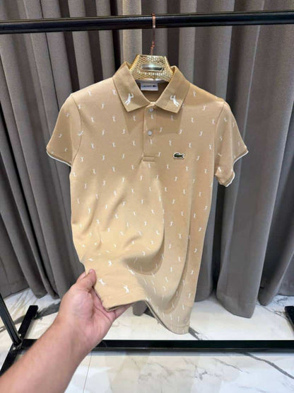 Lacost_e Chest Logo Polo T-shirt Coffee