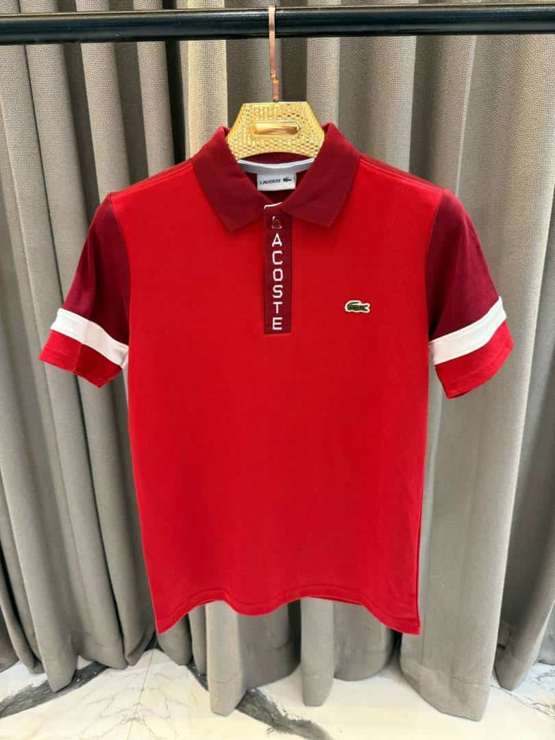 Lacost_e Chest Logo Polo T-shirt Red