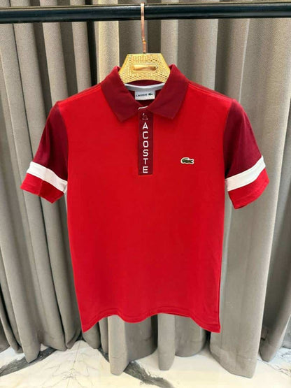 Lacost_e Chest Logo Polo T-shirt Red