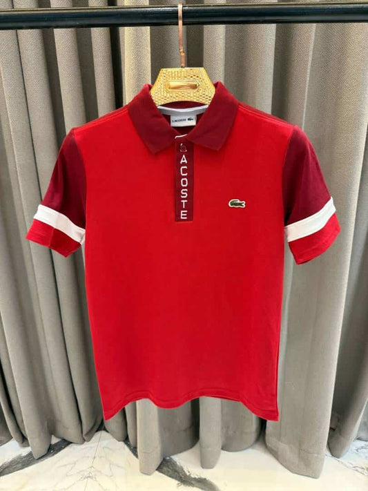 Lacost_e Chest Logo Polo T-shirt Red