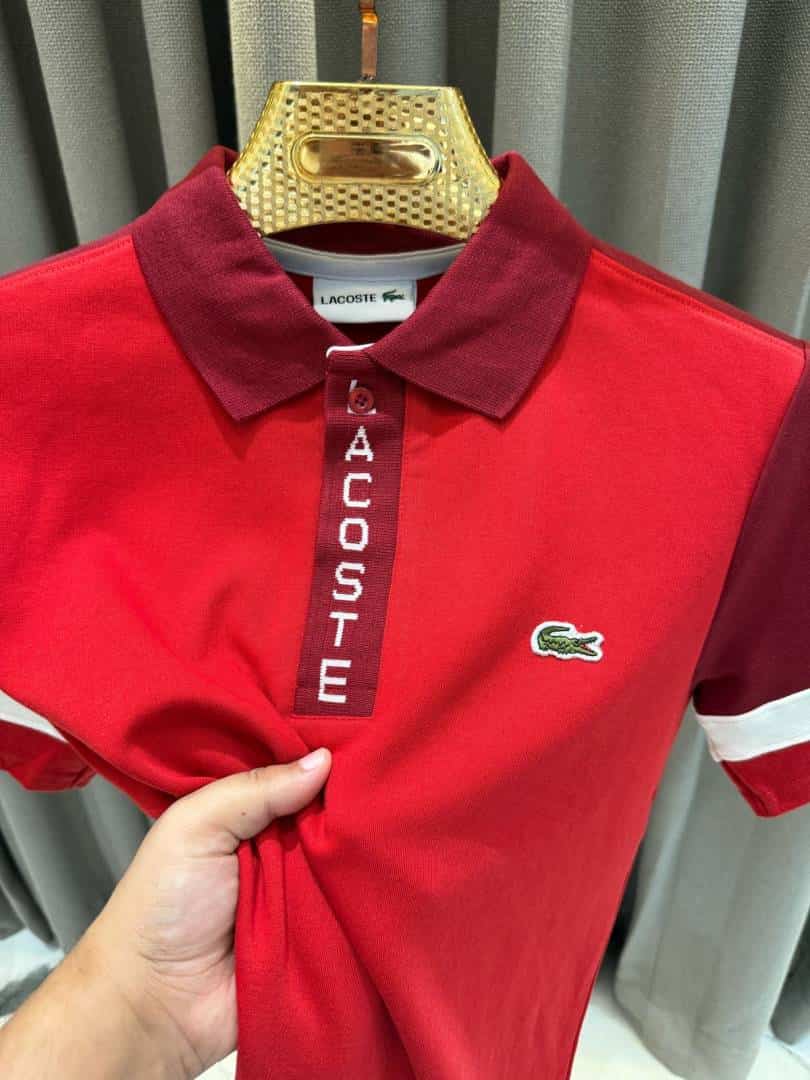 Lacost_e Chest Logo Polo T-shirt Red