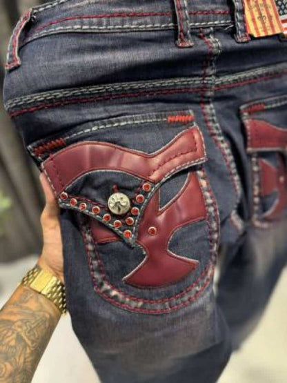 TRUE RELIGION BOOTCUT BLUE RED STITCHE