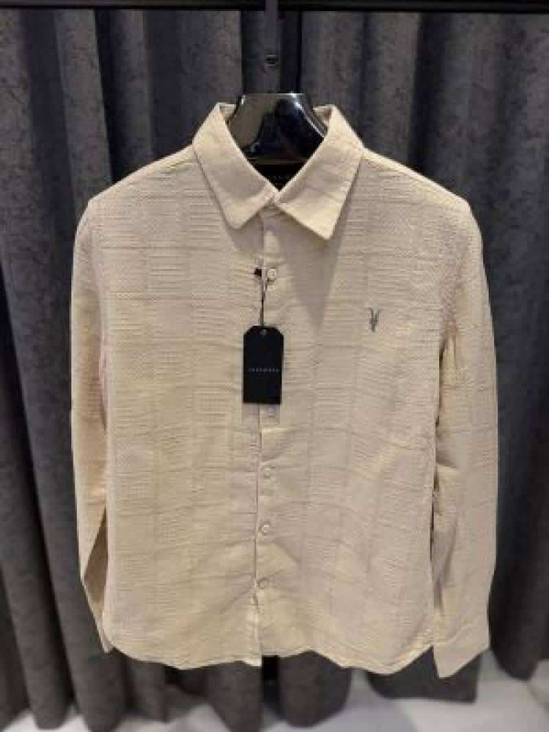 ALL_SAINTS CHEST LOGO FULL SLEEVES IMPORTED SHIRT LIGHT YELLOW
