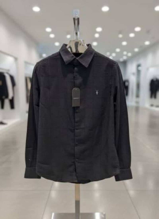 ALL_SAINTS CHEST LOGO FULL SLEEVES IMPORTED SHIRT BLACK