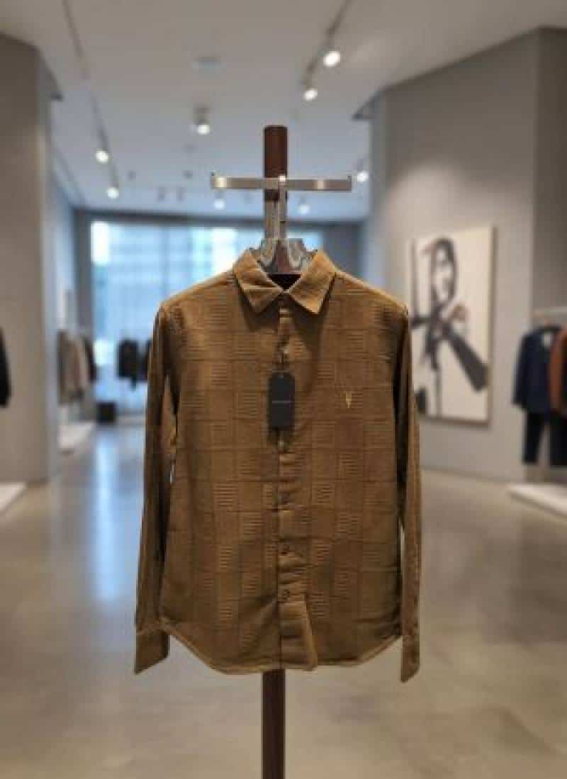 ALL_SAINTS CHEST LOGO FULL SLEEVES IMPORTED SHIRT COFFEE BROWN