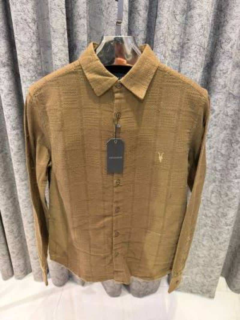 ALL_SAINTS CHEST LOGO FULL SLEEVES IMPORTED SHIRT COFFEE BROWN