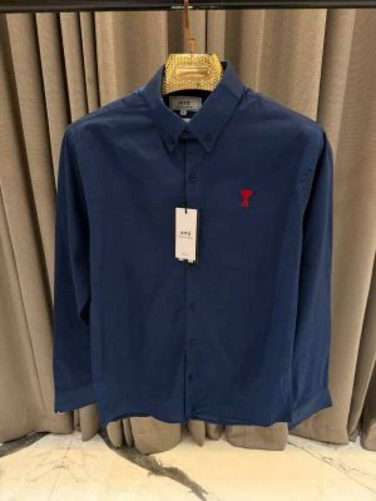 AMI PARIS SEMI LINEN SHIRT BLUE