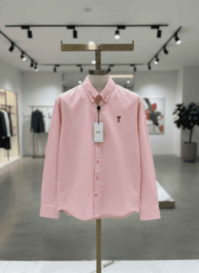 AMI PARIS PINK PREMIUM SHIRT SEMI LINEN FABRIC FULL