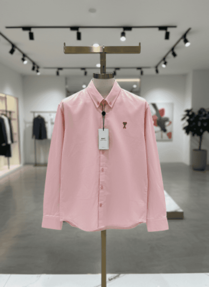 AMI PARIS PINK PREMIUM SHIRT SEMI LINEN FABRIC FULL