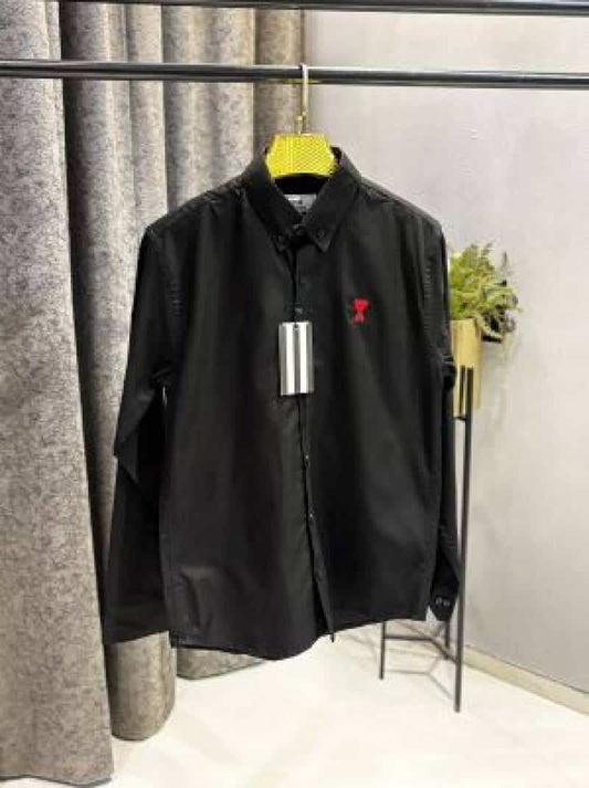 AMI PARIS PREMIUME BLACK SHIRT SEMI LINEN