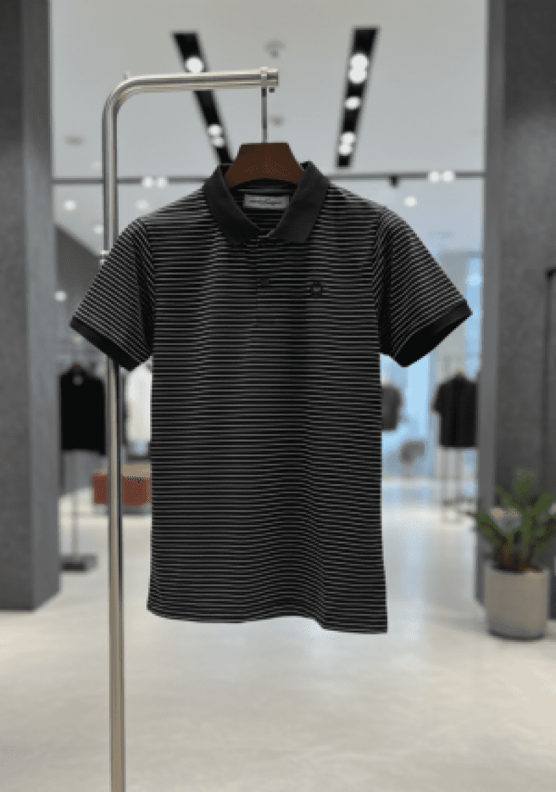 FERRAGAMO IMPORTED POLO T-SHIRT BLACK
