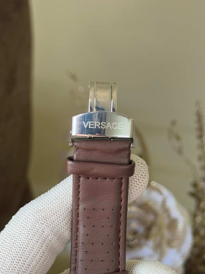 Versac e Chronograph Brown Leather Strap Premium Watch
