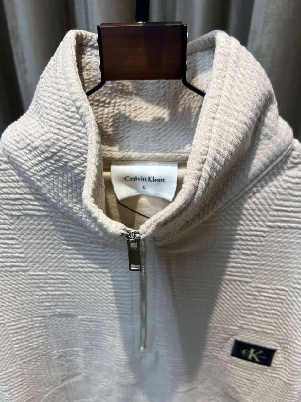 CALVIN KLEI_N BEIGE HALF ZIPPER SWEATSHIRT AVAILABLE IN ULTRA PREMIUM QUALITY