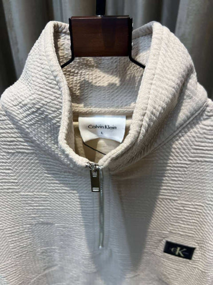 CALVIN KLEI_N BEIGE HALF ZIPPER SWEATSHIRT AVAILABLE IN ULTRA PREMIUM QUALITY