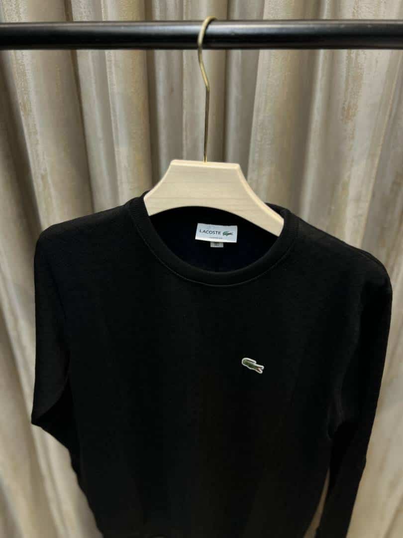 LACOST_E BLACK ULTRA PREMIUM SWEATSHIRT AVAILABLE WITH BRAND EMBROIDERY
