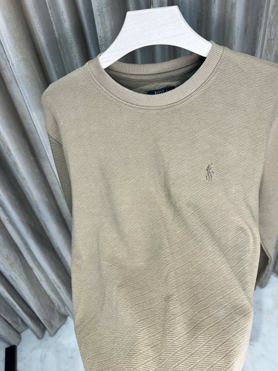 POLO RALPH LAURE_N BEIGE SWEATSHIRT AVAILABLE IN CREWNECK WITH A STICHED LOGO