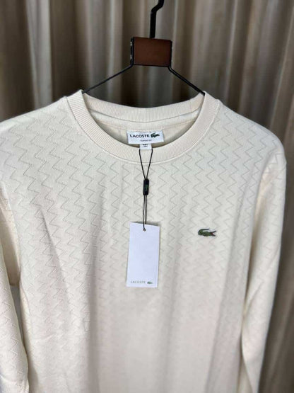 LACOST_E WHITE ULTRA PREMIUM SWEATSHIRT AVAILABLE WITH BRAND EMBROIDERY
