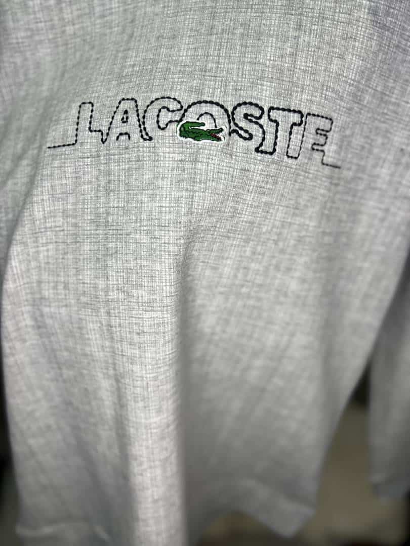 LACOST_E GREY PREMIUM FULL SLEEVES CREW NECK SWEATSHIRT WITH A STICHED LOGO
