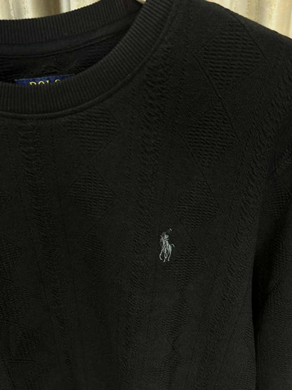POLO RALPH LAURE_N BLACK SWEATSHIRT AVAILABLE IN CREWNECK WITH A STICHED LOGO