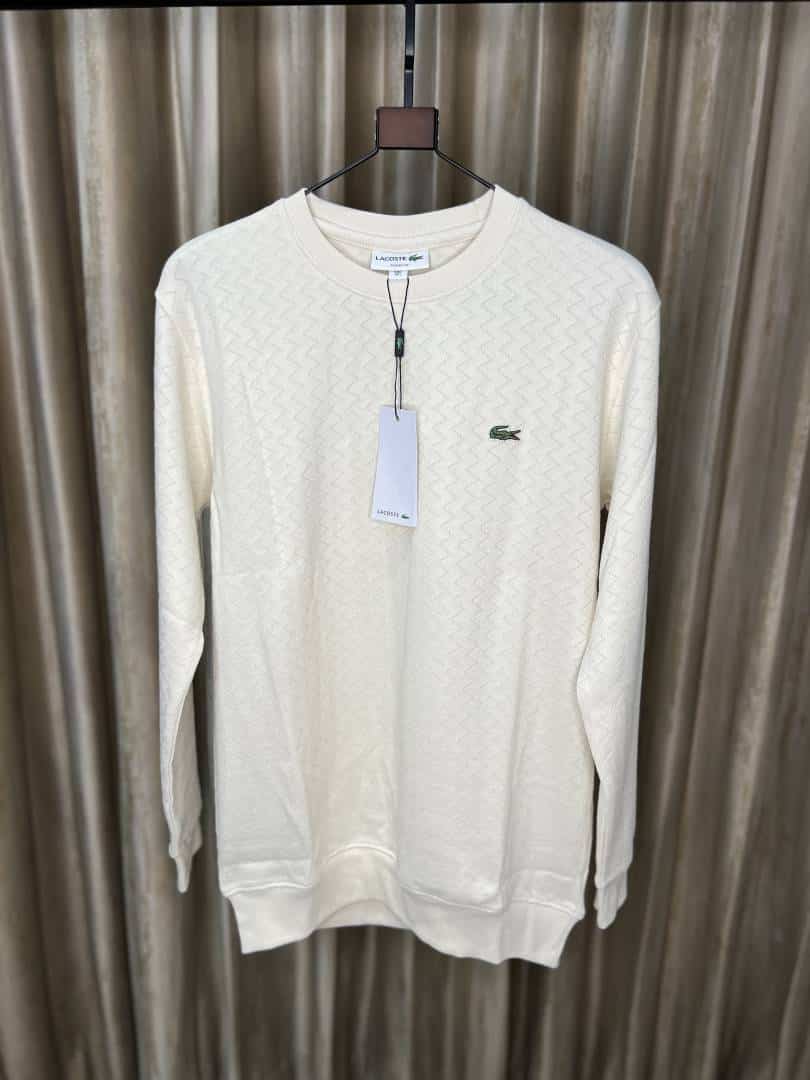 LACOST_E WHITE ULTRA PREMIUM SWEATSHIRT AVAILABLE WITH BRAND EMBROIDERY