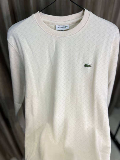 LACOST_E WHITE ULTRA PREMIUM SWEATSHIRT AVAILABLE WITH BRAND EMBROIDERY