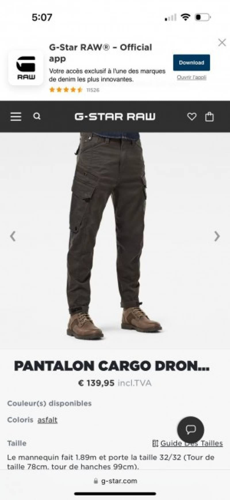 G- Star Raw Dark Grey Premium Classic Cargo (539)