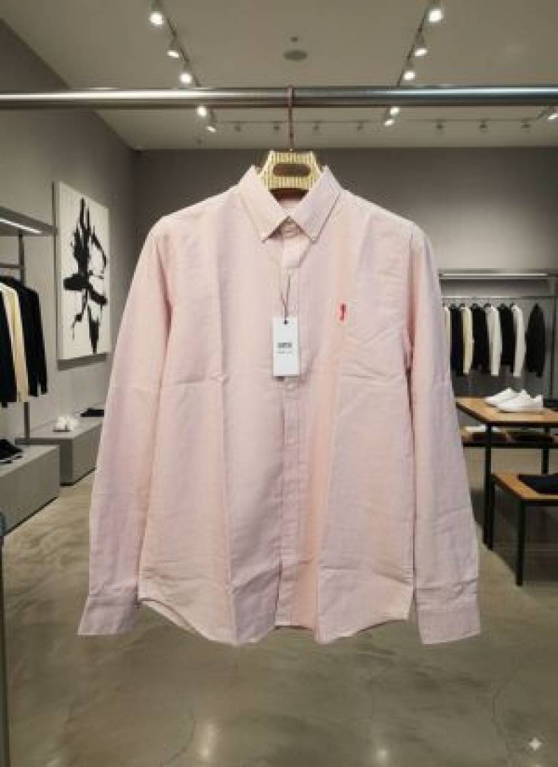 Ami Paris Red Stripes Embroidery Logo Premium Shirt (1848)