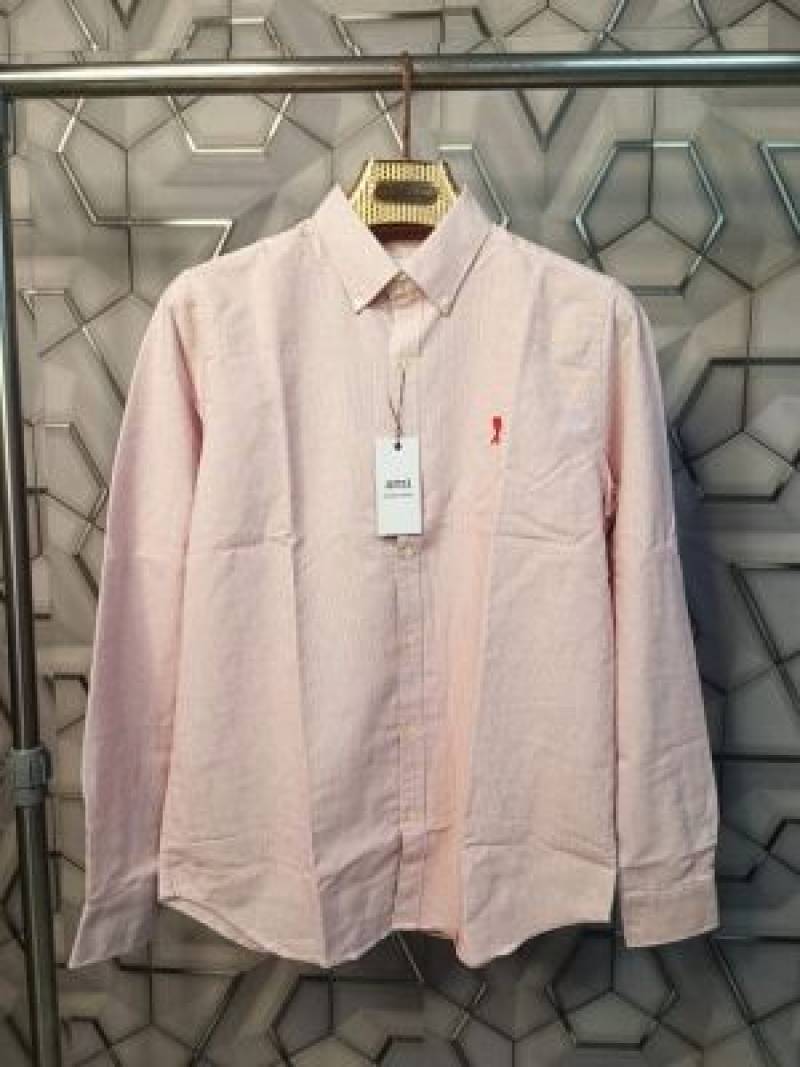 Ami Paris Red Stripes Embroidery Logo Premium Shirt (1848)