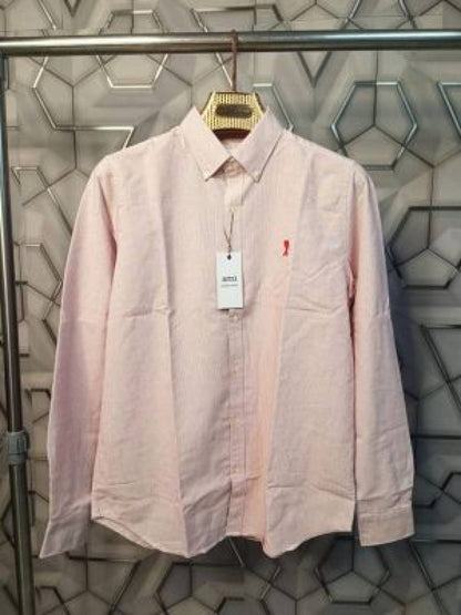 Ami Paris Red Stripes Embroidery Logo Premium Shirt (1848)