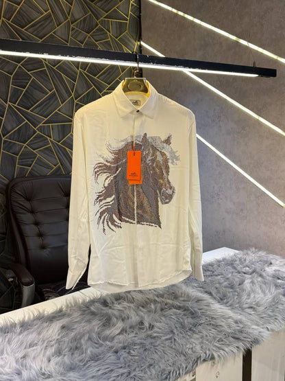 Hermes White Dimond Work Premium Imported Shirt (1968)
