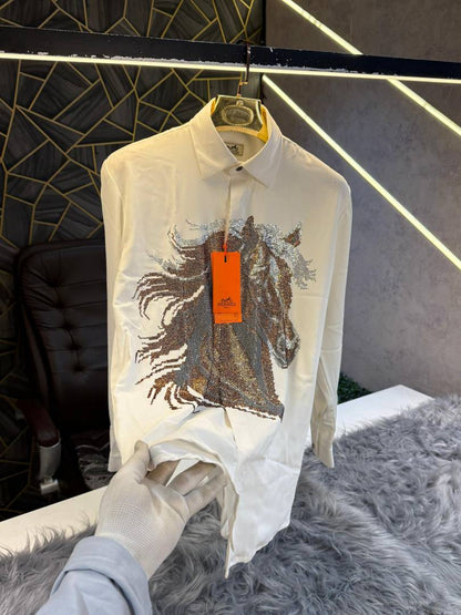Hermes White Dimond Work Premium Imported Shirt (1968)