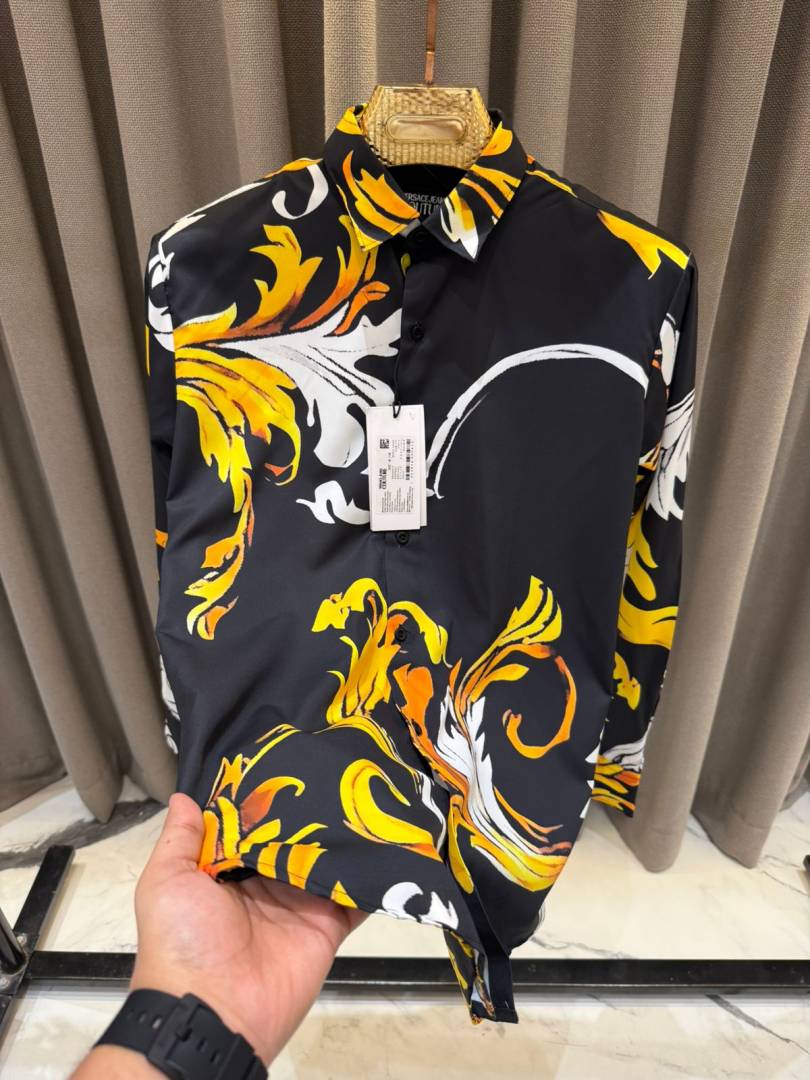 Versace Couture Black Gold Printed Premium Imported Shirt With Box And Carry Bag (1966)