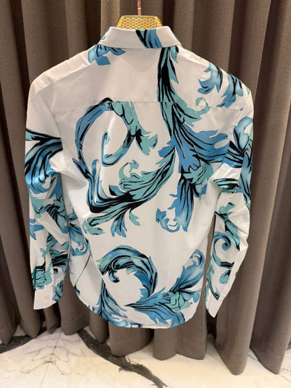 Versace Couture White Blue Printed Premium Imported Shirt With Box And Carry Bag (1967)