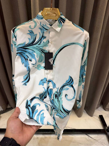 Versace Couture White Blue Printed Premium Imported Shirt With Box And Carry Bag (1967)