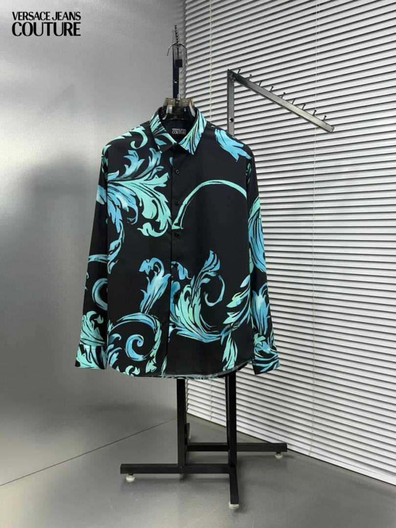 Versace Couture Black Blue Printed Premium Imported Shirt With Box And Carry Bag (1965)