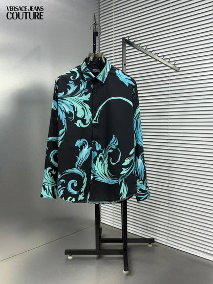 Versace Couture Black Blue Printed Premium Imported Shirt With Box And Carry Bag (1965)