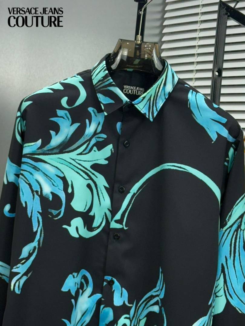 Versace Couture Black Blue Printed Premium Imported Shirt With Box And Carry Bag (1965)