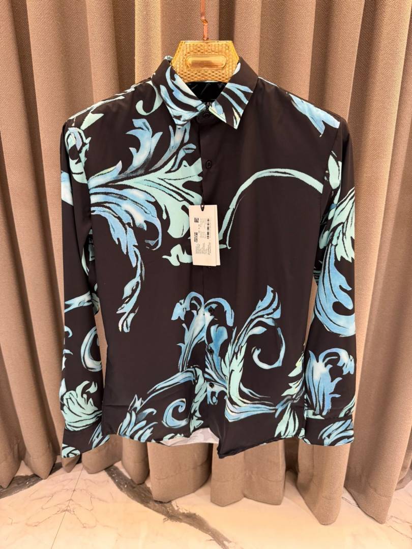 Versace Couture Black Blue Printed Premium Imported Shirt With Box And Carry Bag (1965)