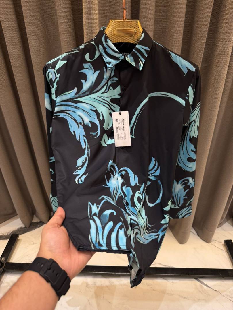 Versace Couture Black Blue Printed Premium Imported Shirt With Box And Carry Bag (1965)