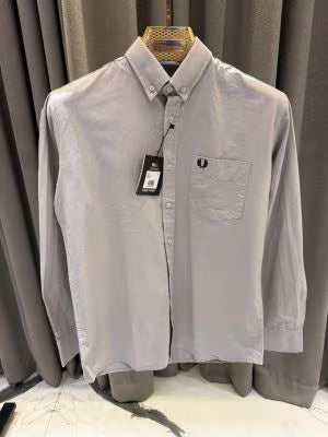 Fred_Perry_Grey_Pocket_Embroidery_Logo_Premium_Oxford_Shirt_(1866)