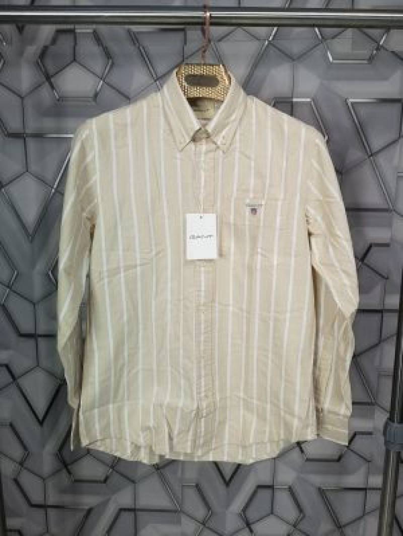 Gant_Beige_Embroidery_Logo_Premium_Stripes_Shirt_(1632)