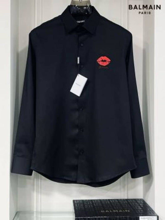 Balmain_Paris_Black_Lips_Print_Shirt_With_Box_And_Carry_Bag_(1508)