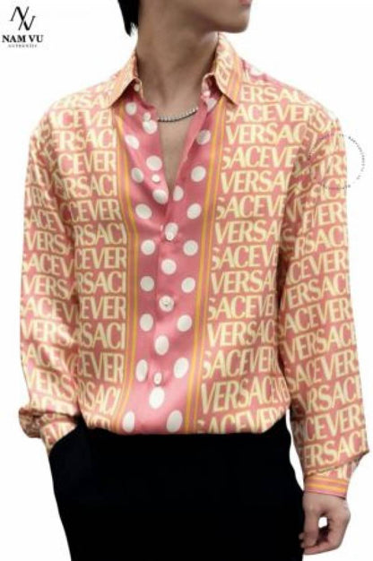 Versace Couture Pink Printed Premium Shirt With Box And Carry Bag (1737)