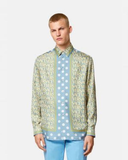 Versace Couture Blue Printed Premium Shirt With Box And Carry Bag (1738)