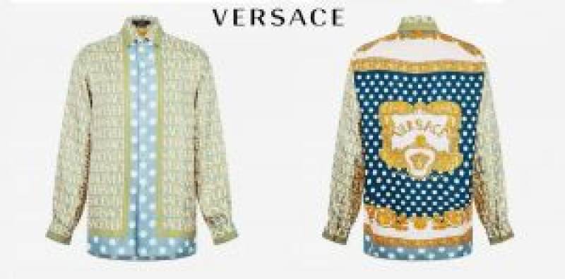 Versace Couture Blue Printed Premium Shirt With Box And Carry Bag (1738)