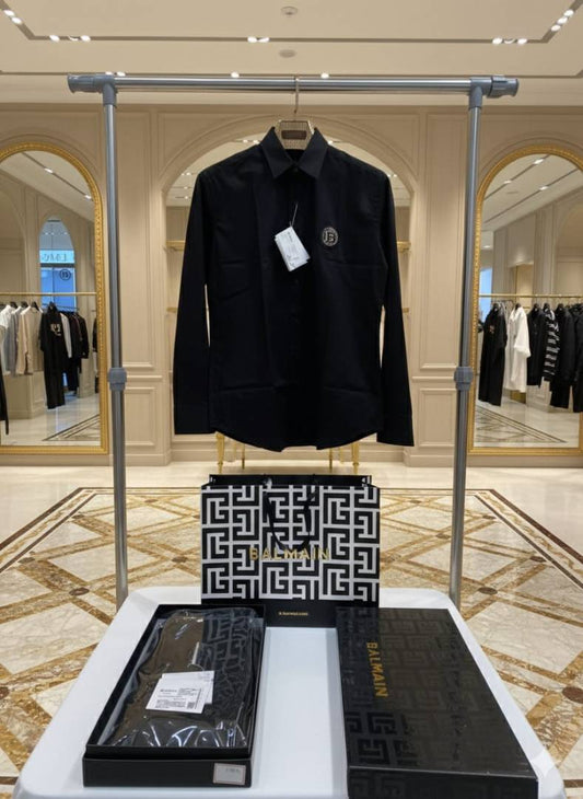 Balmain_Paris_Black_Steel_Logo_Designer_Shirt_With_Box_Packing_And_Carry_Bag_(1914)
