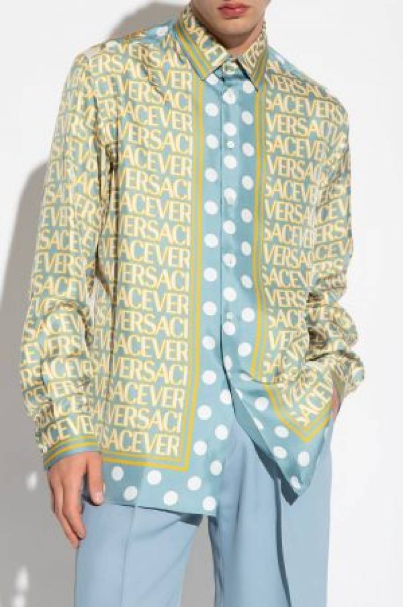Versace Couture Blue Printed Premium Shirt With Box And Carry Bag (1738)