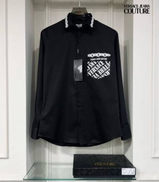 Versace Black Printed Premium Shirt With Box Packing And Carry Bag (1461)