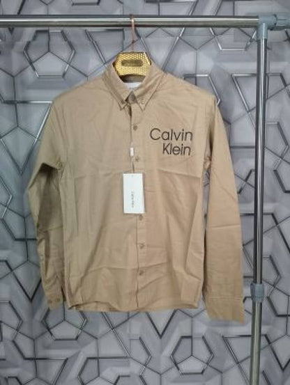 Calvin_Klein_Khaki_Logo_Print_Premium_Shirt_(1670)